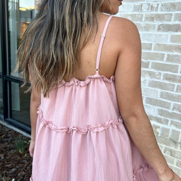Ruffle tiered mini dress in mauve - Picture 4 of 5